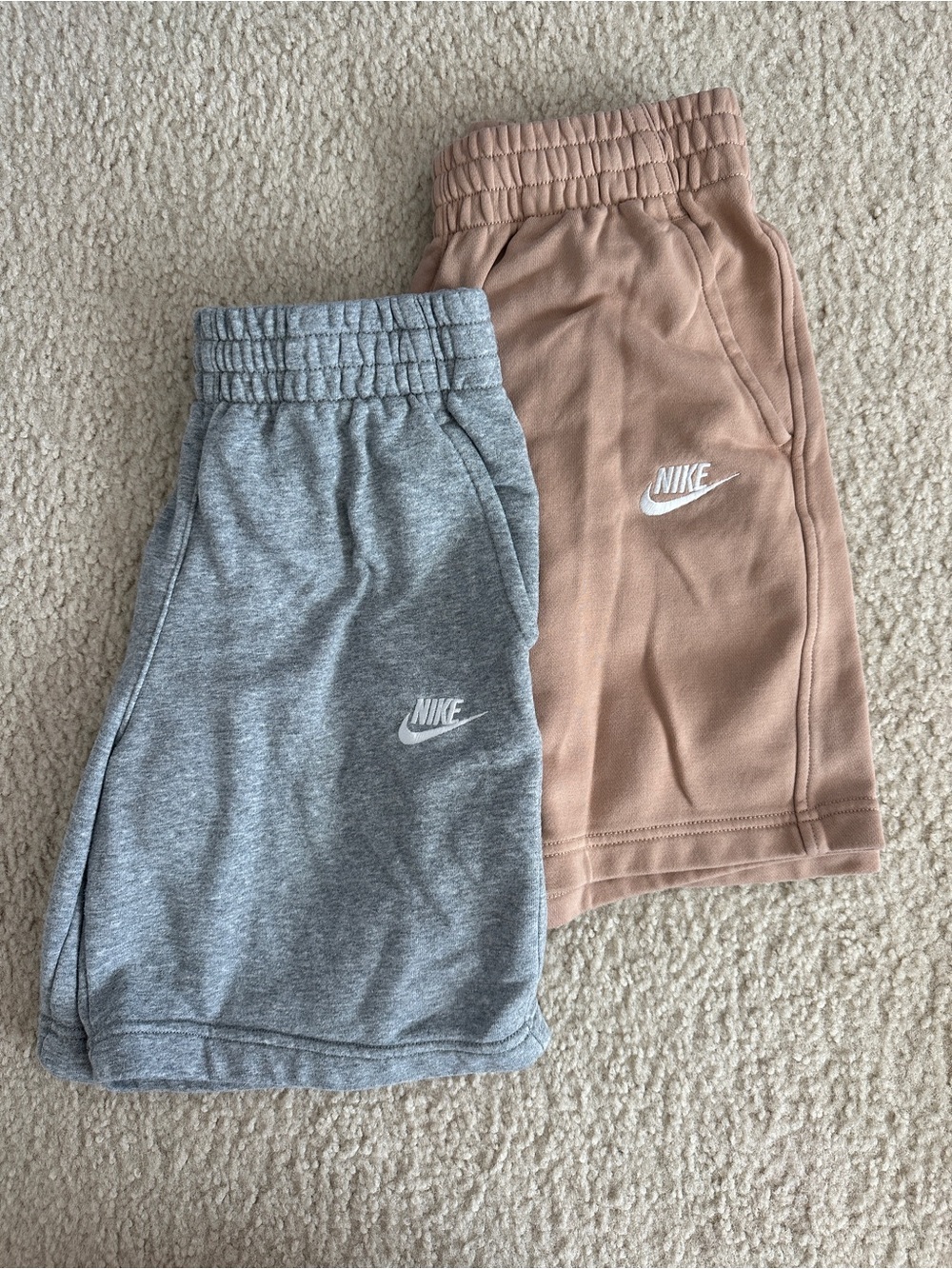 Nike Bundle of Kids’ Fleece Sweat Shorts in Gray & Tan